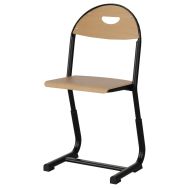 Chaise Malibu AST réglable T3/T5 assise/dossier hêtre piètement acier noir 9005