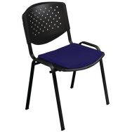Chaise Prisma piètement et dossier noir tissu assise coloris Bleu