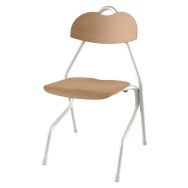 Chaise Tempo AST - T6 coque bois naturel - alu blanc 9016