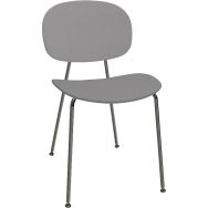 Chaise Tondina laquée noir, assise et dos simili cuir Infiniti