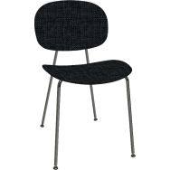 Chaise Tondina laquée noir, assise et dos tissu Byte Infiniti