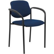 Chaise Villalgordo similicuir accoudoirs - bleu marine