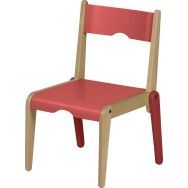 Chaise adulte Lili T3 assise-dossier corail /pied hêtre