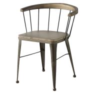 Chaise assise et dossier pin vieilli foncé / acier anthracite