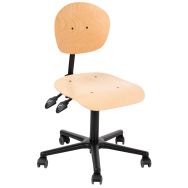 Chaise d'atelier bois Robusto roulettes version synchrone