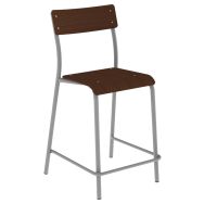 Chaise de bar André H60 cm assise/dossier wengé piètement gris 9006