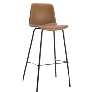Chaise haute Baxter structure métal noir - ass/dos tissu PVC - camel