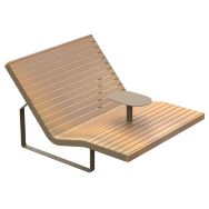 Chaise longue PIRO 2 places tablette bois/acier taupe 7006
