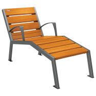 Chaise longue Silaos 1 place accoudoirs acier/bois - gris Procity/chêne clair