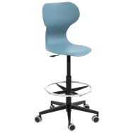 Chaise recyclée  haute MIA pivotante réglable roulettes bleu-MIRPLAY School