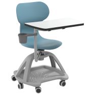 Chaise recyclée  pivotante Mia table  table pliante et roulettes bleu marine-Mirplay School