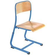 Chaise Atlas réglable appui sur table, dossier simple galbe, bleu RAL 5015