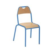 Chaise scolaire Etude 4 pieds T6 piètement Bleu