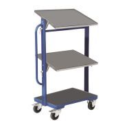 Chariot 3 plateaux acier pour 3 bacs norme Europe 600 x 400 mm