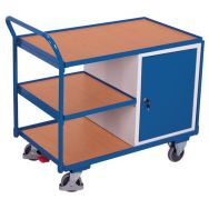 Chariot 3 plateaux bois et bloc-coffre - Capacité 250 Kg