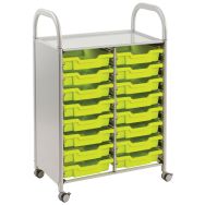 Chariot Callero 2 colonnes 16 bacs H. 7,5 cm vert clair-Gratnells
