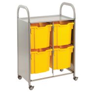 Chariot Callero 2 colonnes 4 bacs H. 30cm jaunes-Gratnells