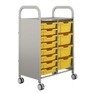 Chariot Callero 2 colonnes 8 bacs H. 7,5 et 4 bacs H. 15 cm jaune-Gratnells