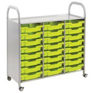 Chariot Callero 3 colonnes 24 bacs H.7,5 cm vert clair-Gratnells