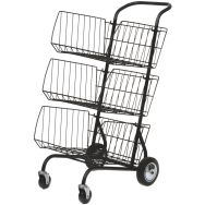 Chariot à courrier à roulettes avec 3 paniers amovibles