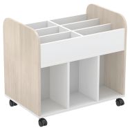 Chariot à livre Dan avec roulettes blanc/bois-Mirplay School