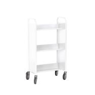 Chariot à livres 3 tablettes inclinées simple face blanc 9003