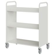 Chariot à livres 4 tablettes inclinées+1 droite double face blanc 9003