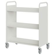 Chariot à livres 6 tablettes inclinées double face blanc 9003