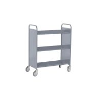 Chariot à livres double face, 6 tablettes inclinées coloris gris alu RAL 9006