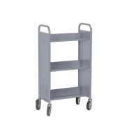 Chariot à livres simple face, 3 tablettes inclinées