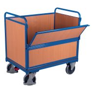 Chariot bois ergonomique sans couvercle - 1 paroi 1/2 rabattable -500Kg