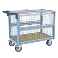 Chariot conteneur grillagé avec toit 500 kg - FIMM
