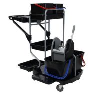 Chariot de nettoyage avec porte-sac - 4 seaux et 1 presse