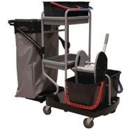 Chariot de nettoyage avec porte-sac - 4 seaux et 1 presse