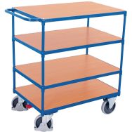 Chariot ergonomique 4 plateaux bois -Barre horizontale -Capacité 500Kg