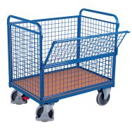 Chariot ergonomique parois grillagées panneau 1/2 rabattable - Capacité 500 kg