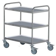 Chariot inox - 3 plateaux - Force 130 kg, Poids : 22 kg