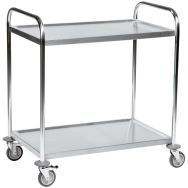 Chariot inox classe C2 18/0 2 tablettes 910x590x940mm capacité 100Kg