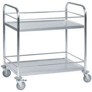Chariot inox classe C2 18 /0 2 tablettes 910x590x940mm capacité 100Kg