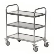 Chariot inox classe C2 18/0 3 tablettes 710x400x805mm capacité 100Kg