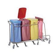 Chariot porte-sacs sans couvercle avec collecteur, modèle Hygicar III Plus -Sclessin Fonction Linge