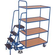 Chariot préparateur de commandes avec 4 plateaux, fort