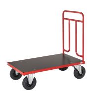 Chariot rouge sur roulettes, 500 kg, 700 x 1 200 mm