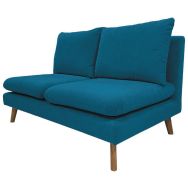 Chauffeuse 2 places Riga tissu polyester bleu canard