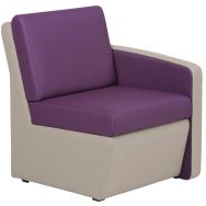 Chauffeuse accoudoir à gauche accueil Khéops coloris Taupe/Prune