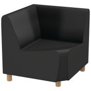 Chauffeuse d'angle 90 Izari pied bois enduit PVC M1 Noir