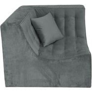 Chauffeuse d'angle Loto velours Poso lisse et cotelé - gris