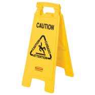 Chevalet de signalisation en polypropylène jaune sol glissant multilingue 2 côtés