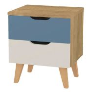 Chevet Silphy 2 tiroirs bleu/grès