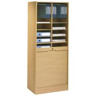 Classeur bois double à rideaux hauteur 172 cm coloris hêtre